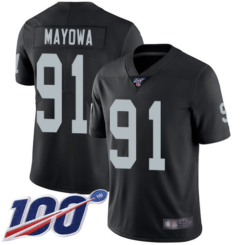 Men Oakland Raiders Limited Black Benson Mayowa Home Jersey NFL Football #91 100th Season Vapor Jersey->oakland raiders->NFL Jersey